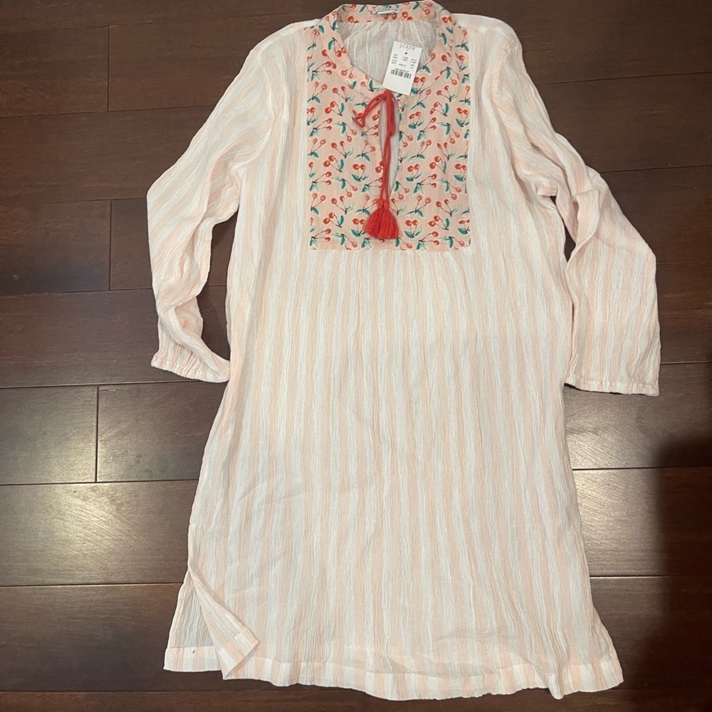 nwt j crew factory mercantile Striped cherry Tunic swim coverup medium